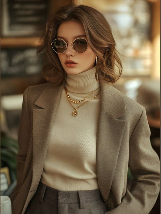 элегантная женщина в современной одежде смотрится стильно